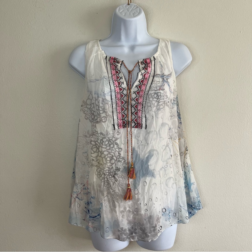 Miss Carla Embroidered Sleeveless Top